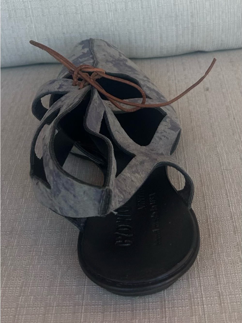 NWOB cydwoq Lace-Up Cutout Leather Sandal in Blue-Gray, size 10 (EU 41) - Picture 8 of 9
